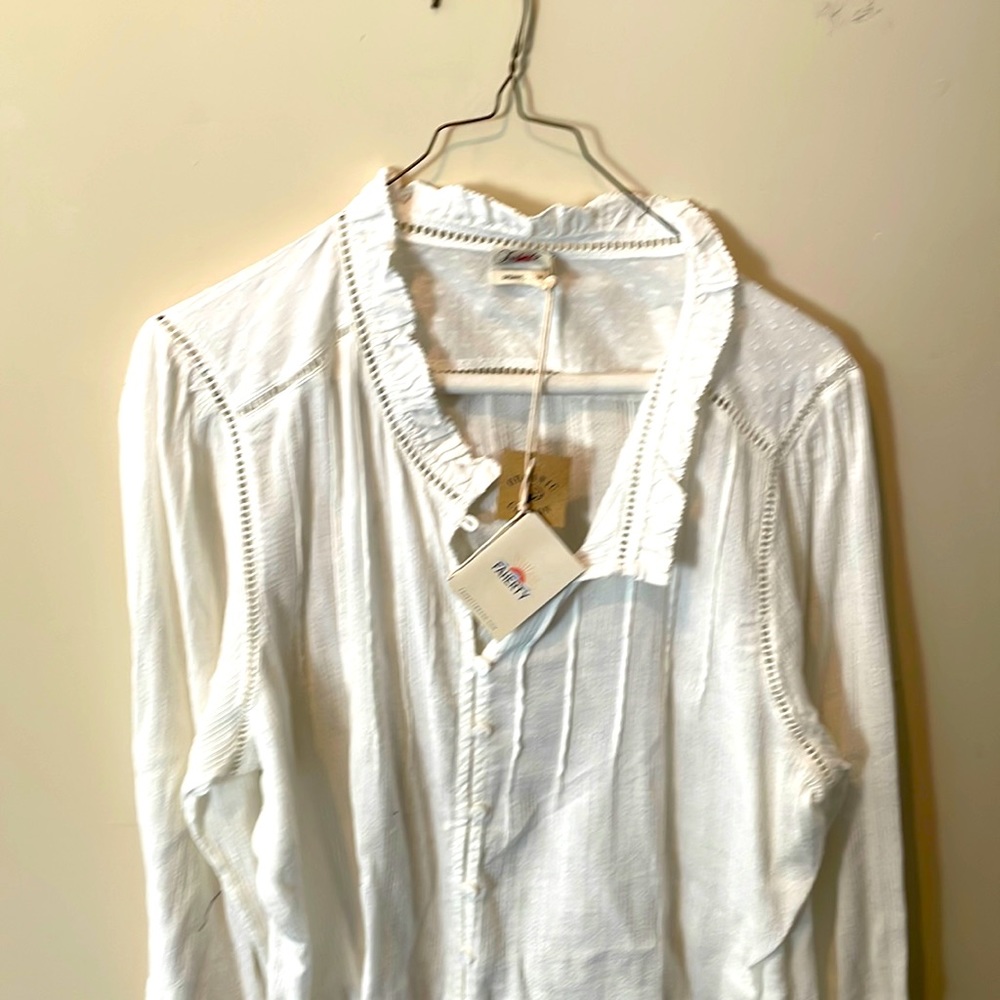 NWT Faherty White Willa top XL